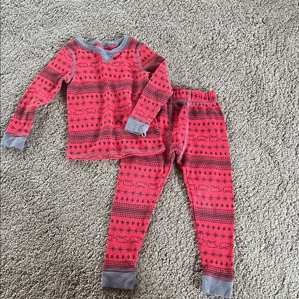 Cuddl Duds Red and Gray Kids Pajama Set